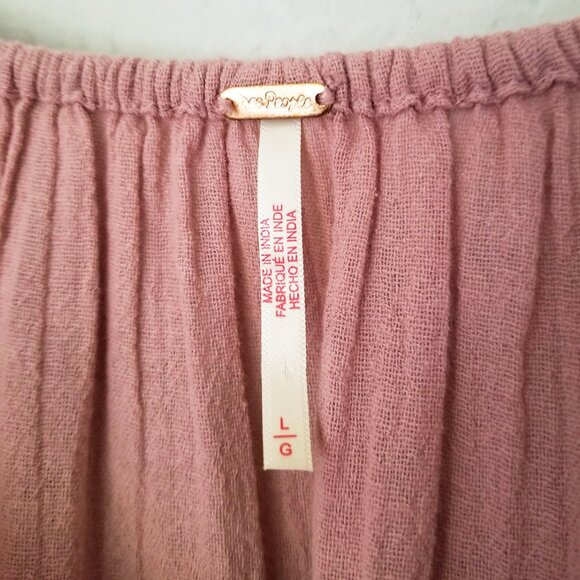 Free People Mauve So Scenic Flowy Cotton Mini Dress Size L Breathable Airy Boho - Picture 9 of 16